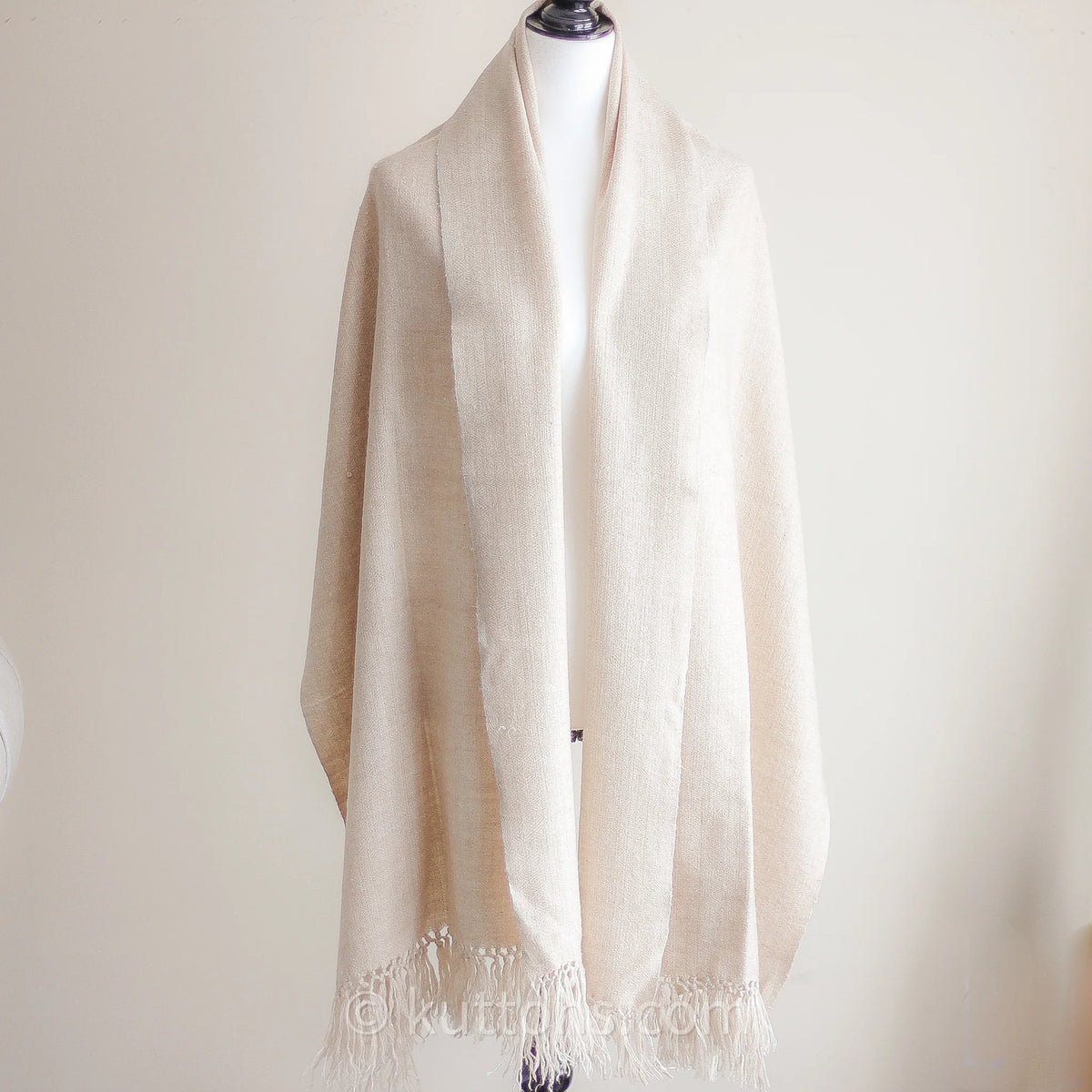 100 Pure Cashmere Shawl Wrap 2 Ply Handspun Handwoven Softest Pashmina Wool from Ladakh Himalayas Cream 23x78