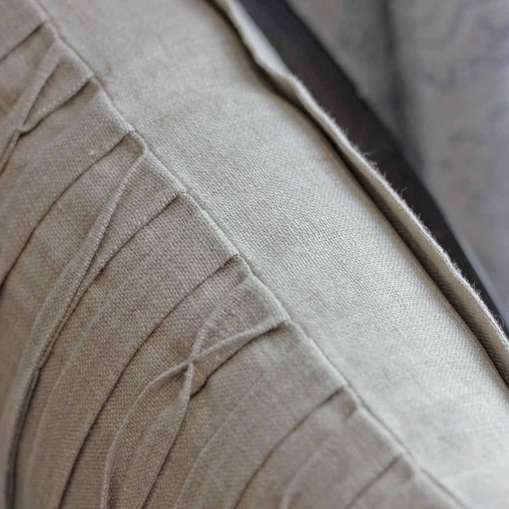 Handcrafted Washed 100 Linen Throw Pillow Cover Pleated Design Natural Brown 16x24