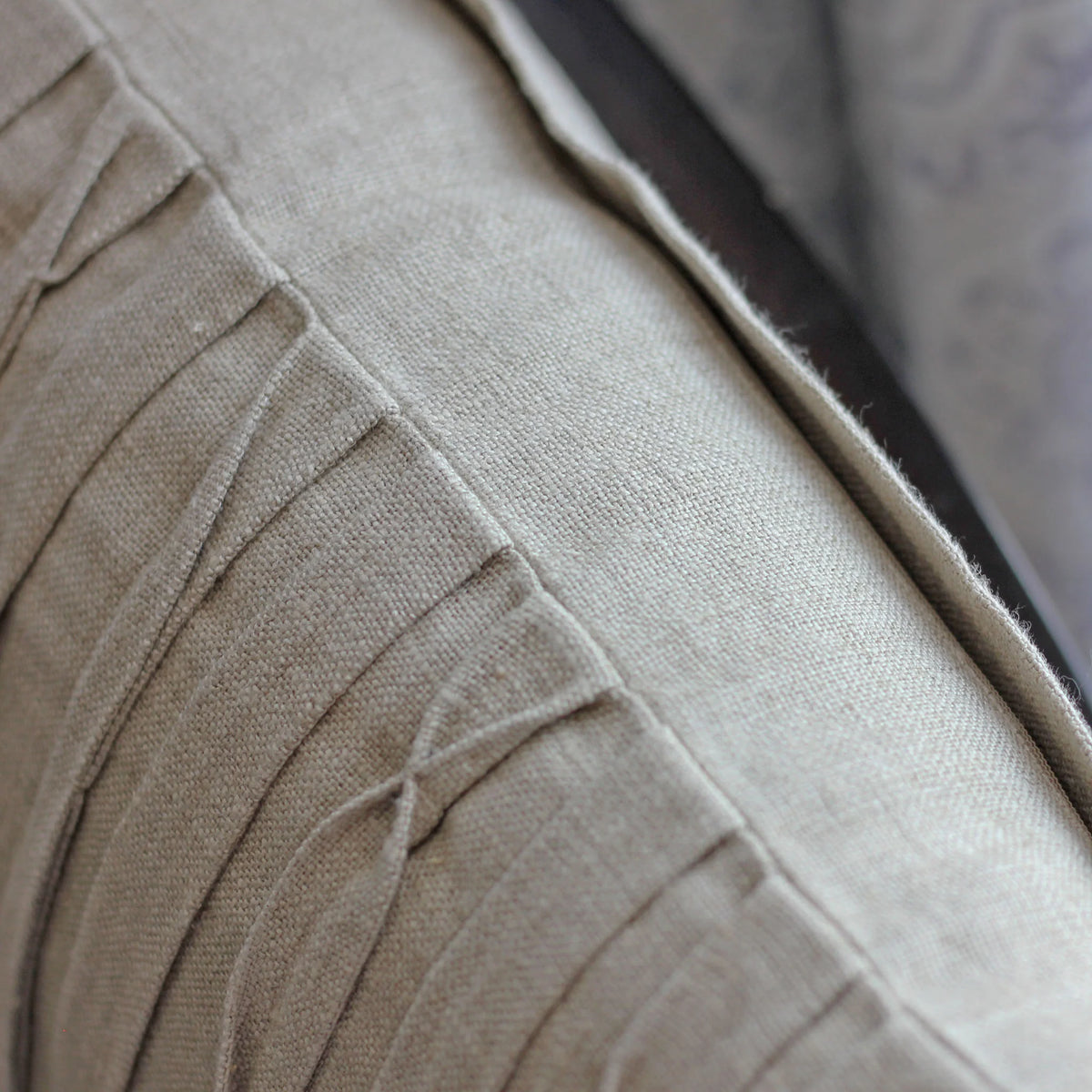 Handcrafted Washed 100 Linen Throw Pillow Cover Pleated Design Natural Brown 16x24