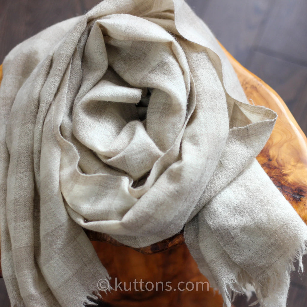 Pashmina Cashmere Scarf Soft Featherweight Pure Cashmere Wool from Ladakh Himalayas Cream 14x80