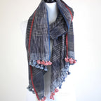 Wrap in Artistry Organic Cotton Scarf Dyed with Natural Dyes Handwoven by Women Weavers Blue Red 26x73