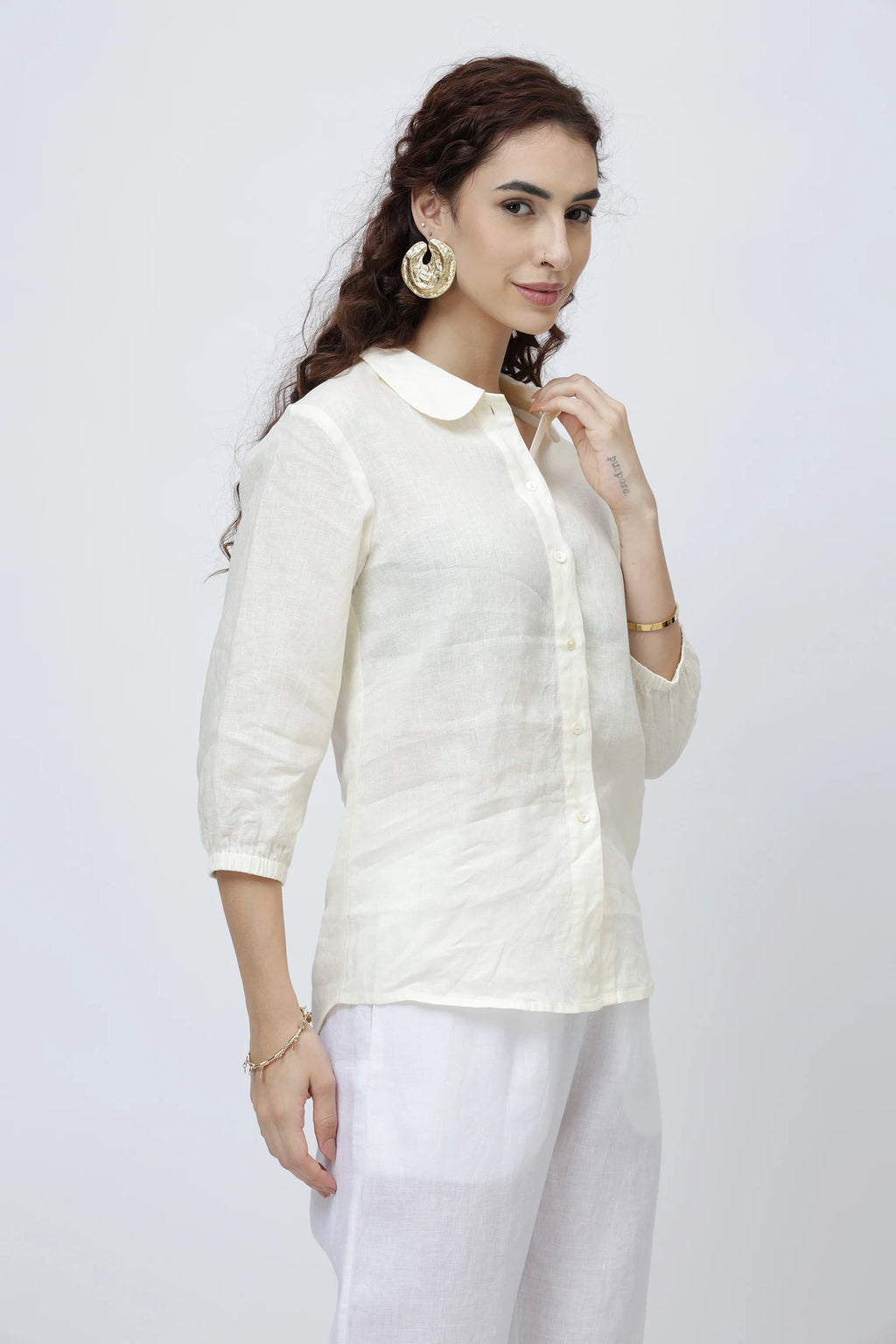 Signature Linen Button Shirt Soft Spread Collar