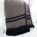 Handwoven Woolen Throw cum Blanket Rustic Cottage Charm Brown Black 38x72