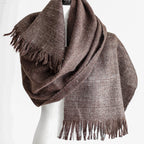 100 Pure Ladakh Yak Wool Scarf Handspun Handwoven Soft Light Stole by Women Weavers in the Himalayas Dark Brown 13x76