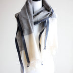 Organic Kala Cotton Wrap with Tassels Handwoven Genetically Pure Organic Cotton Scarf Cream Gray 23x84