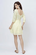 The Elara European Linen Dress Rich Double Layered Mini Skirt Dress Boat Neck