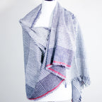 Handspun Handwoven Organic Cotton Scarf Wrap Frayed Edges Gray 25x77