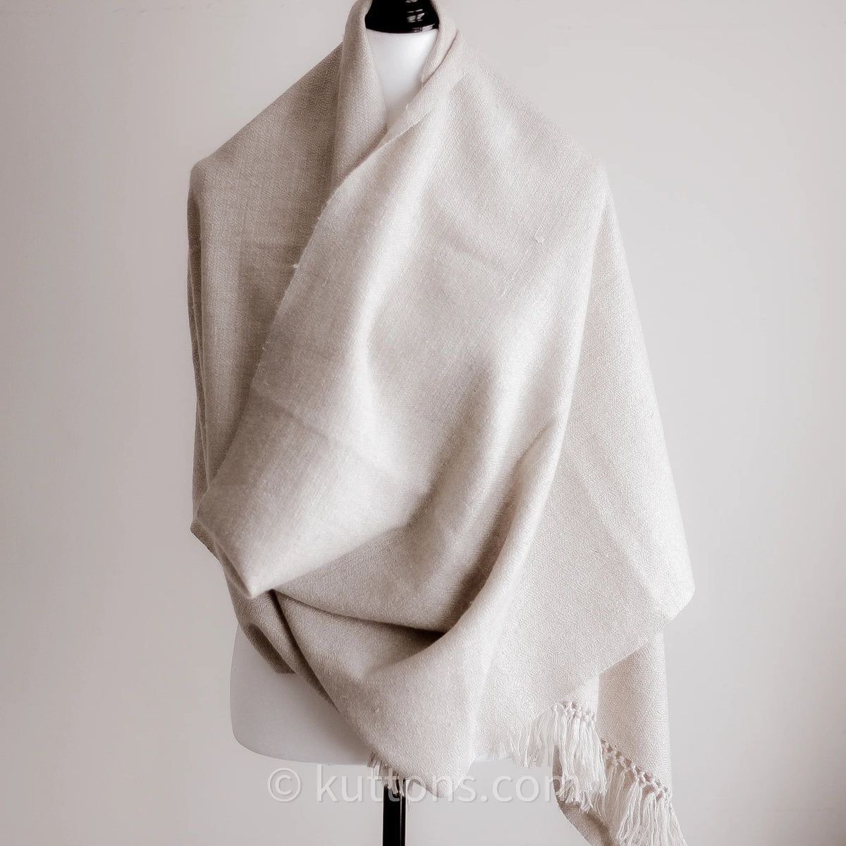 100 Pure Cashmere Shawl Wrap 2 Ply Handspun Handwoven Softest Pashmina Wool from Ladakh Himalayas Cream 23x78