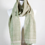 Himalayan Merino Wool Scarf Handspun Handwoven and Naturally Dyed in the Himalayas with Indigo Tesu Flowers Green 13x76