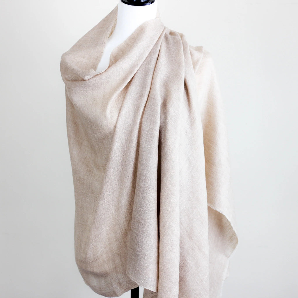 100 Pure Cashmere Scarf Handspun Softest Pashmina Cashmere Wool Stole from Ladakh Himalayas Light Brown 30x84