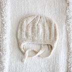 Cashmere Baby Hat with Tie Strings Handknit Ultrasoft Pashmina Milk White