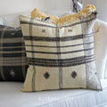 Handwoven Organic Wool Cotton Cushion Cover with Tassels Throw Pillow Cream Brown