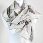Pure Mulberry Silk Stole Eco Printed with Rose Leaves Featherweight Scarf Brown 21x72