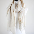 Organic Kala Cotton Bhujodi Scarf Handspun and Handwoven Cream 24x76
