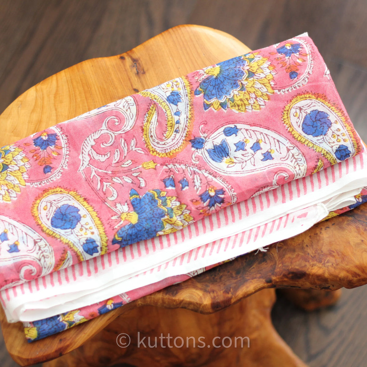 Soft Mul Cotton Bandana Scarf Sanganeri Hand Block Printed Pink 45x44