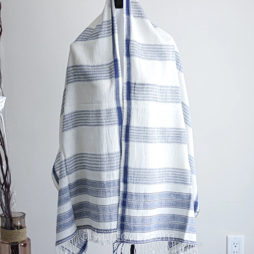 Organic Cotton Wrap with Tassels Handwoven Genetically Pure Organic Kala Cotton Scarf White 23x76 multiple designs