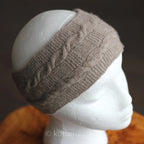 Pashmina Cashmere Headband Handspun Cable Handknit in Ladakh Himalayas Natural Brown
