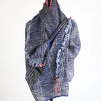 Wrap in Artistry Organic Cotton Scarf Dyed with Natural Dyes Handwoven by Women Weavers Blue Red 26x73