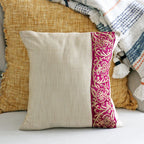 Decorative Silk Cushion Cover Intricate Floral Embroidery Cream Pillow 155