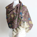 Kalamkari Hand Painted Cotton Scarf Ethnic Wrap Natural Colours Brown 21x75
