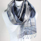 Naturally Dyed Handwoven Cotton Stole Indigo Tea Waste Featherweight Fashion Wrap Blue 23x80 multiple designs