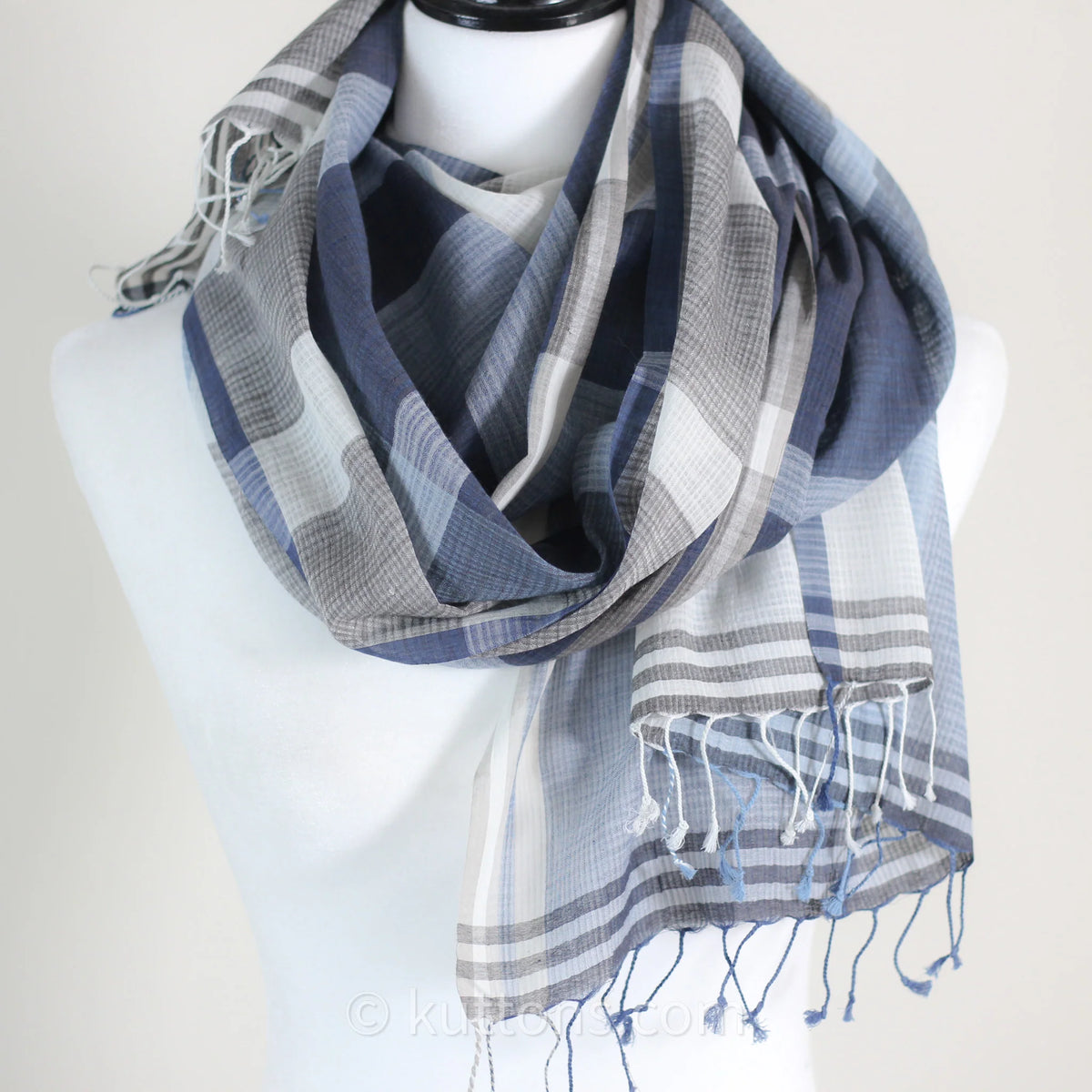 Naturally Dyed Handwoven Cotton Stole Indigo Tea Waste Featherweight Fashion Wrap Blue 23x80 multiple designs