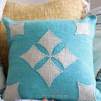 Sky Blue Cotton Jute Throw Pillow Cover Natural Texture Blue Cushion 16x16