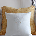 Calm Palm White Cotton Embriodered Decorative Linen Pillow Cover Chair Cushion 16x16