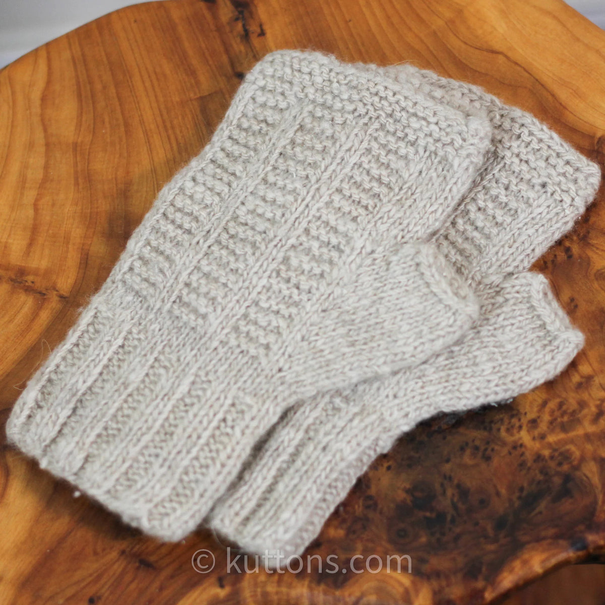 Pashmina Cashmere Fingerless Gloves Handknit Wristlets Half Gloves from Ladakh Himalayas Cream