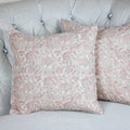 Floral Printed Cotton Cushion Cover Cream Pink 16x16 Set of 2