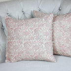 Floral Printed Cotton Cushion Cover Cream Pink 16x16 Set of 2