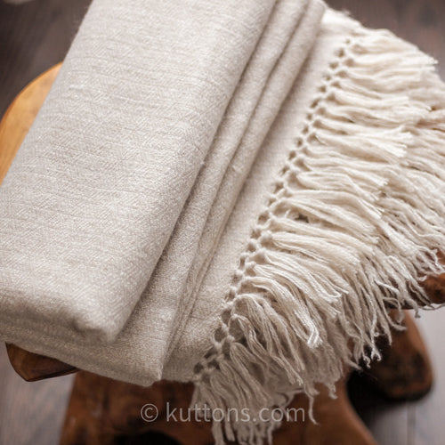 100 Pure Cashmere Shawl Wrap 2 Ply Handspun Handwoven Softest Pashmina Wool from Ladakh Himalayas Cream 23x78