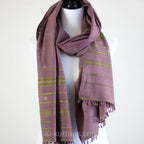 Handwoven Organic Kala Cotton Scarf Wrap with Tassels Antique Fuschia 22x74