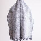 Himalayan Sheep Wool Scarf Handspun Handwoven in Ladakh Black White 145x67