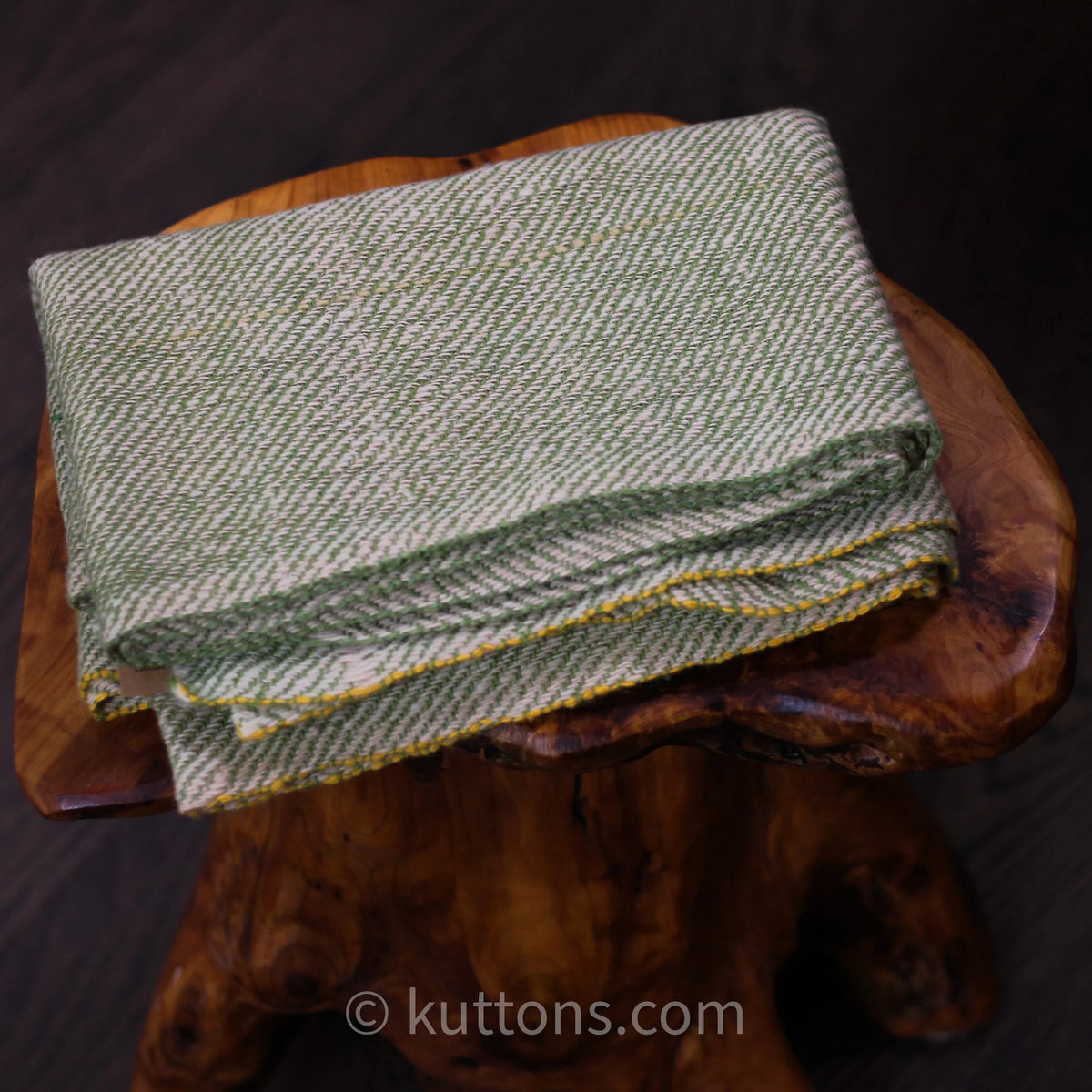 Himalayan Merino Wool Scarf Handspun Handwoven and Naturally Dyed in the Himalayas with Indigo Tesu Flowers Green 13x76