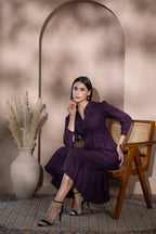 Tiered Button Front Midi Dress in European Linen Gathered Midi Shirt Dress