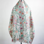 Ethnic Hand Painted Madhubani Stole Khincha Silk Handloom Wrap Golden 22x80