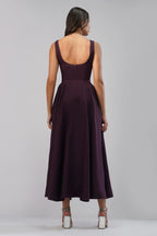 The Celeste Linen Occasion Dress Square Neck Sleeveless Full Length Linen Dress Open Scoop Back