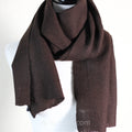 100 Pure Ladakh Yak Wool Scarf Handspun Handwoven Soft Light Stole by Women Weavers in the Himalayas Dark Brown 13x76
