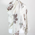 Pure Mulberry Silk Stole Eco Printed with Rose Leaves Featherweight Scarf Brown 21x72