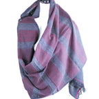 Handspun Handwoven Pure Cotton Scarf Frayed Edges Black Red 23x76