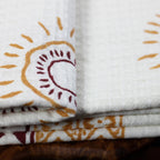 Waffle Weave Handwoven Hand Block Printed Decorative Cotton Towel Powder Bath Room Decor White 29x60
