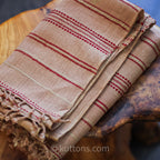 Organic Kala Cotton Scarf Handwoven Wrap with Tassels Brown 23x74