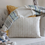 100 Silk Basket Weave Textured Pillow Cover Coconut Shell Button Cream Golden Brown Cushion 16x24