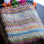 Handspun Handwoven Woolen Shawl Wrap Rustic Throw Colourful Stripes