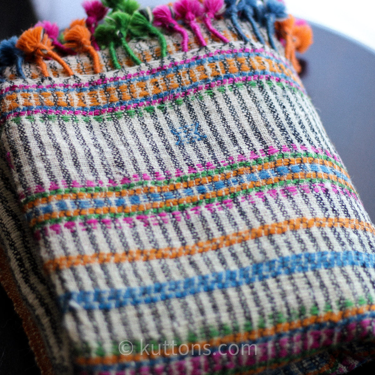 Handspun Handwoven Woolen Shawl Wrap Rustic Throw Colourful Stripes