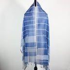 Naturally Dyed Handwoven Cotton Stole Indigo Tea Waste Featherweight Fashion Wrap Blue 23x80 multiple designs