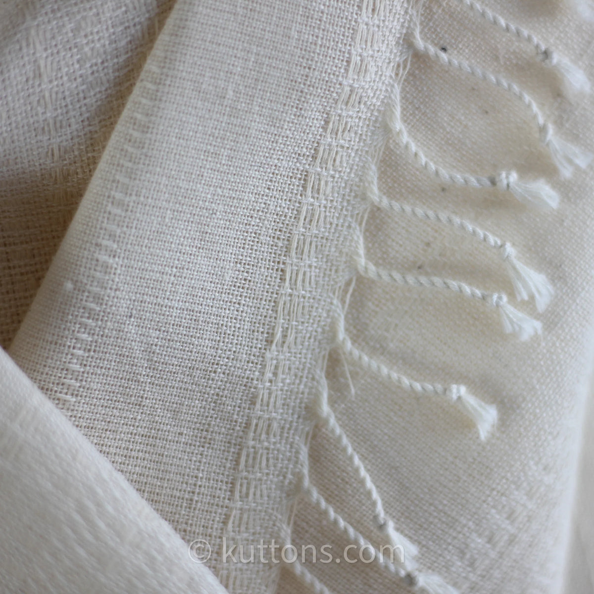Organic Kala Cotton Bhujodi Scarf Handspun and Handwoven Cream 24x76