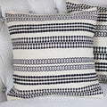 Handwoven Textured Cotton Bohemian Throw Pillow Cover White Black 18x18