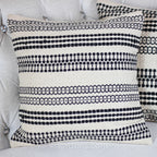 Handwoven Textured Cotton Bohemian Throw Pillow Cover White Black 18x18
